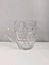 Vintage Arcoroc France 16 Oz Dimpled Glass Beer Stein Mug With Handle Barware 