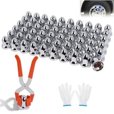 60 Pack Lug Nut Covers, 33mm x 2-3/8", Push-On Bullet ABS Plastic 2-3/8" H