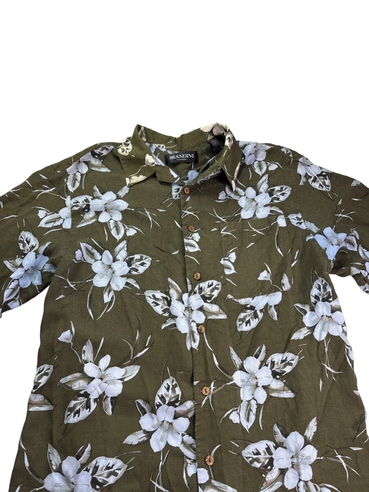 Brandini Floral Button Front Hawaiian Shirt Size L Tall Silk Vintage Y2K - Image 2 of 4