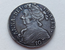 A687 - Scotland Queen Anne Silver Ten 10 Shillings. 1705.
