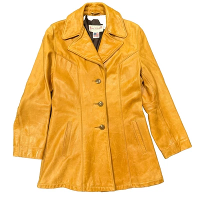 Vintage Rose Schott By Schott NYC Tan Leather Jacket Coat USA Women's sz. Small - Imagen 1 de 4