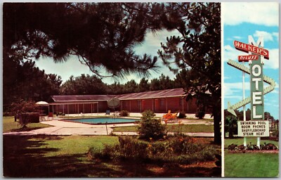 Walker's Deluxe Motel - Dothan Alabama - Lodge & Pool View - 1967 Postcard P4945