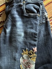 KUT From The Kloth Jeans 4 Womens Catherine Boyfriend Blue Denim Embroidered