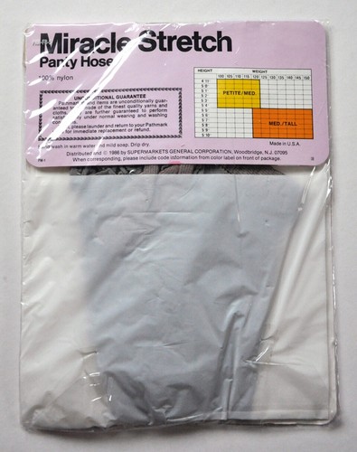 VTG PANTY HOSE 1986 Pathmark Miracle Stretch Panty Hose GREY Size MED/TALL NEW - Picture 2 of 2