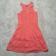 Express Womens size 0 Fit & Flare Coral Pink Barbiecore Dress