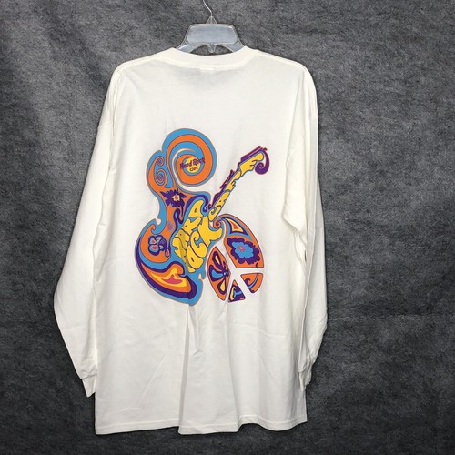 Hard Rock Cafe T-Shirt XL Staff 1997 Long Sleeve Groovy Peace Guitar Flower Vtg - Picture 3 of 12