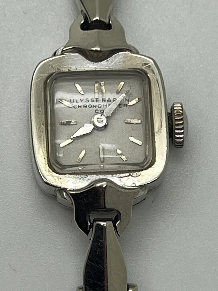 Винтажный 14K белое золото чехол и браслет женщины Ulysse Nardine 17 ювелирных изделий ветра часы - Изображение 2 из 4