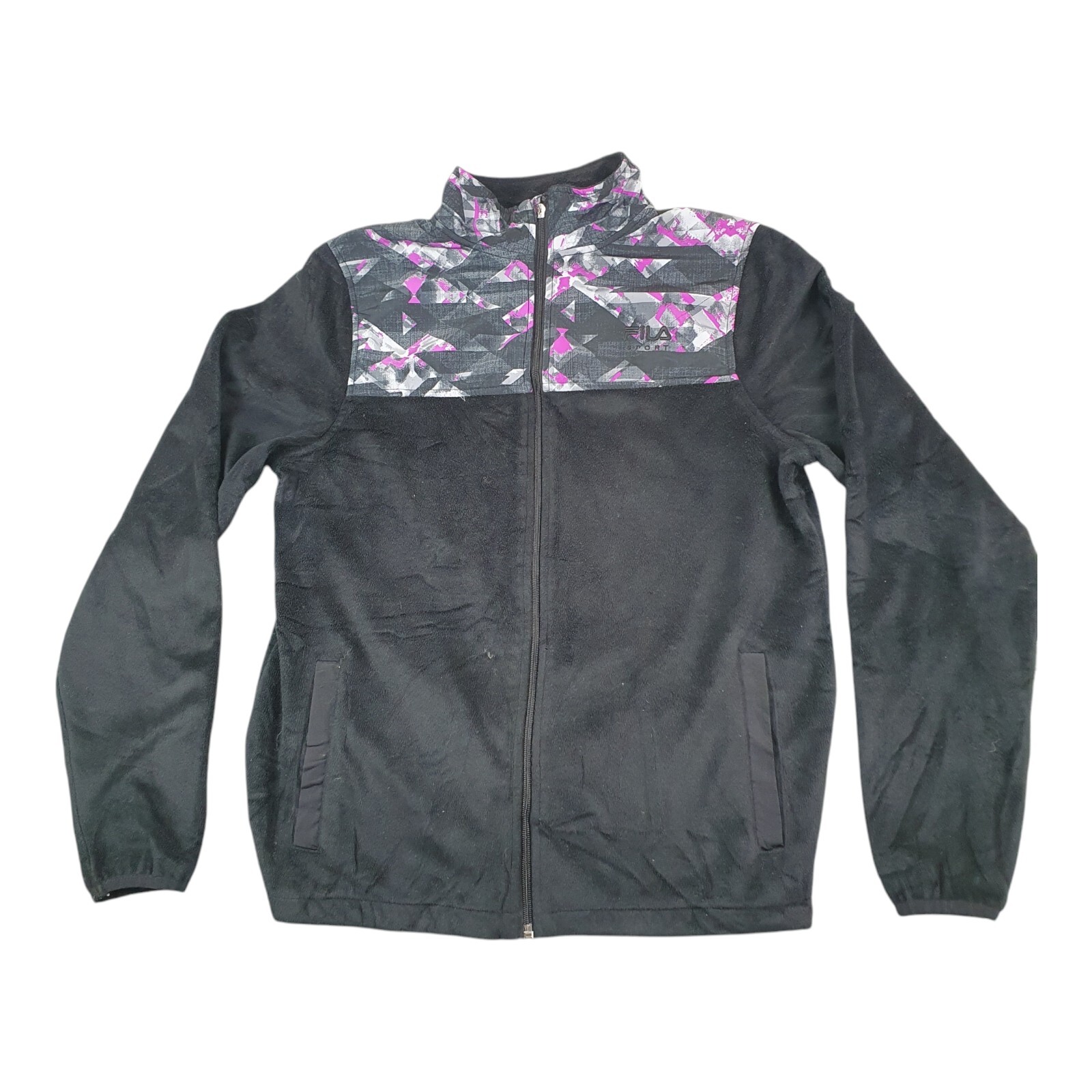 Giacca sportiva vintage Fila donna taglia M nera soffice full zip leggera escursionismo