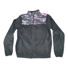 Vintage Fila Sport Jacket Womens Size M Black Fluffy Full Zip Lightweight Hiking