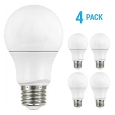 4 Pack Satco S11417 LED 120V 9.5W =60W Dimmable A19 Medium E26 5000K Natural
