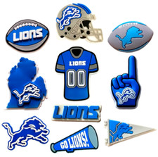 10 Piece DETROIT LIONS Themed Shoe Charms Football Team Shoe Charms NEW