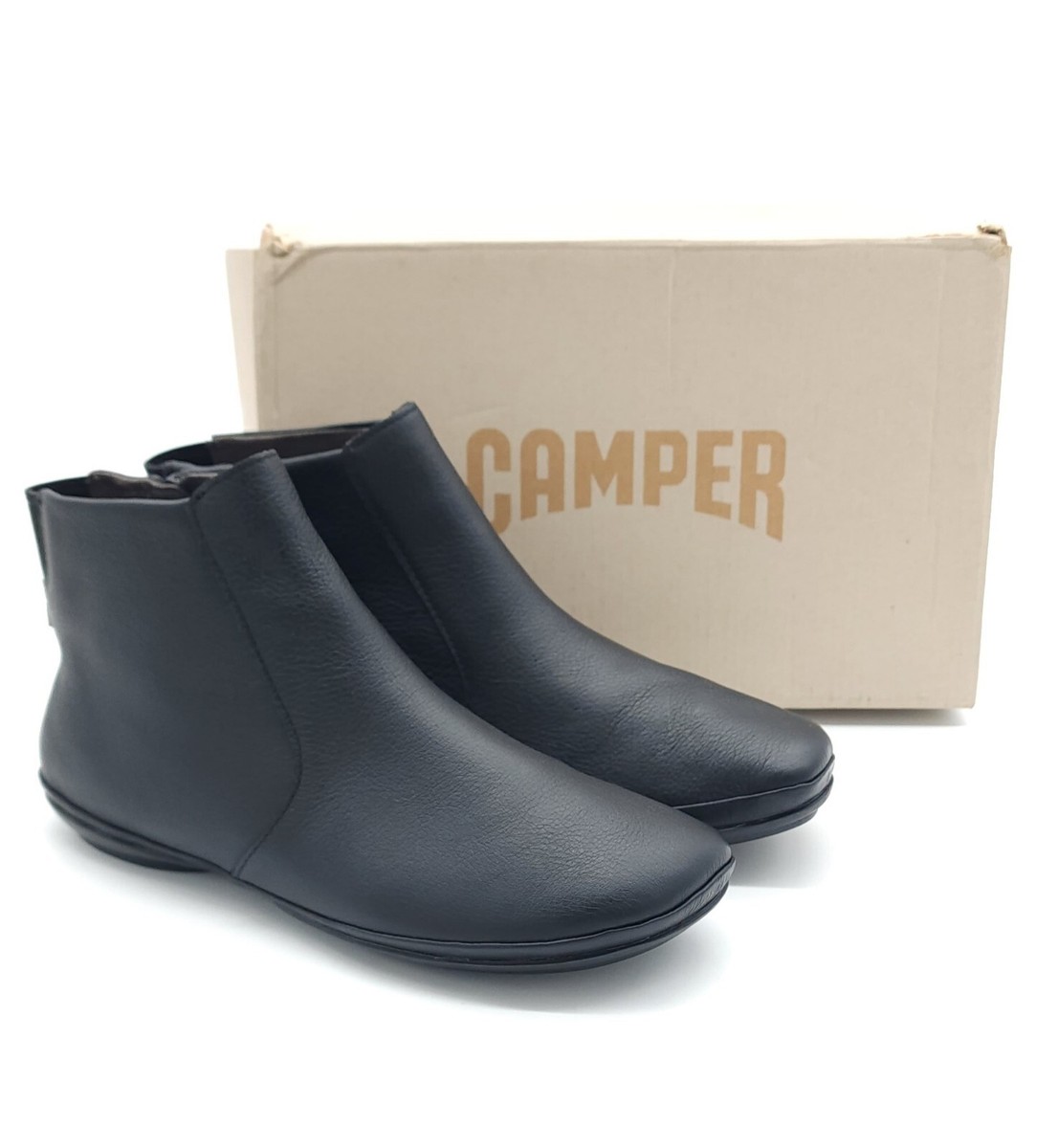 Camper Right Nina Women's Black Leather Ankle Zip Boot Camper Right Nina Women's Black Leather Ankle Zip Boot