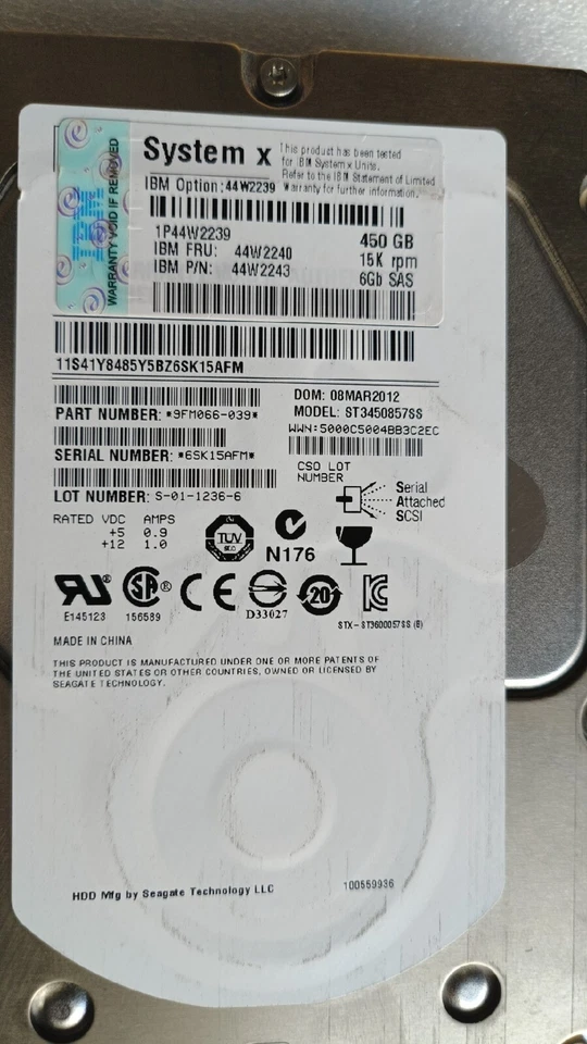 IBM 44W2239 44W2241 44W2240 NEW 450GB 15K 6GBPS SAS 3.5" HS HARD DRIVE - Image 2 of 4
