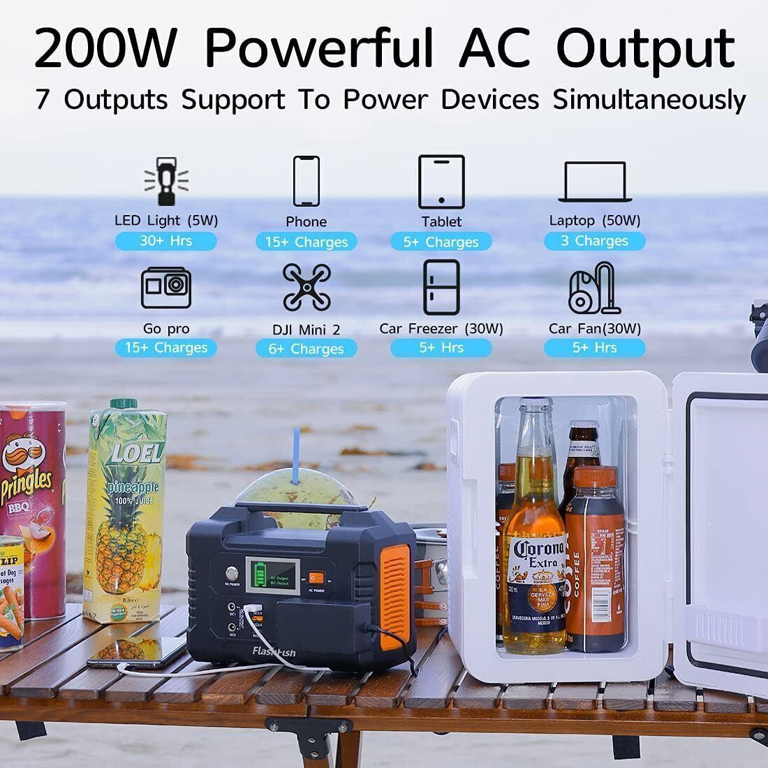 200W Portable Power Station Solar Generator Backup Battery Pack Power Supply New
