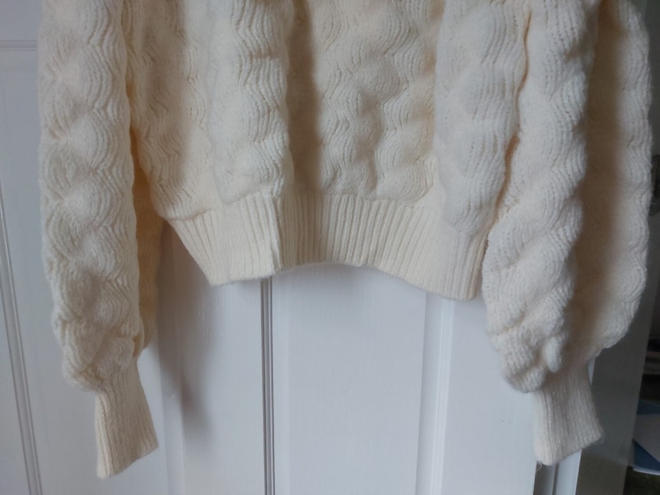 Apricot Cream Jumper Large Puff Sleeves Size 12 BNWT eBay