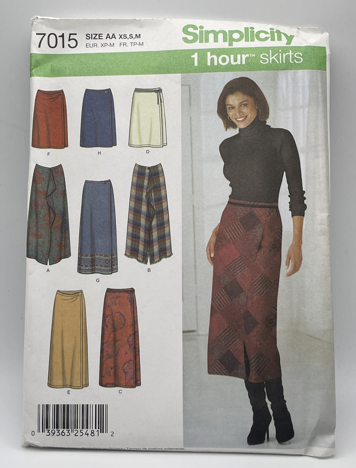 Simplicity 7015 Misses SKIRTS 1 Hour WRAP SKIRT Sew Pattern SZ XS,S,M
