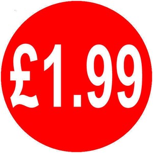 200x £1.99 40mm Red Round Self Adhesive Peelable|Removable Price Label