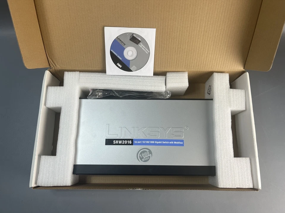 Conmutador Linksys SRW2016 16 puertos 10/100/1000 Gigabit con Webview 1000 Mbps - ¡NUEVO! Foto 2 de 2