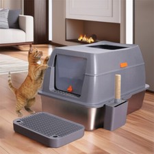 Stainless Steel Large Cat Litter Box Tray Puppy Cat Litter Box Toilet Enclosure