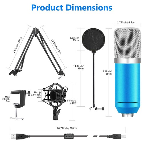 For PC Kit with Adjustable Mic, Cardioid Condenser Professional Microphone Combo - Picture 14 of 15