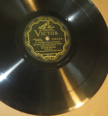 78RPM Victor Alexander Schmidt on Violin + Myrtle Eaver on Piano, high-grade EEX