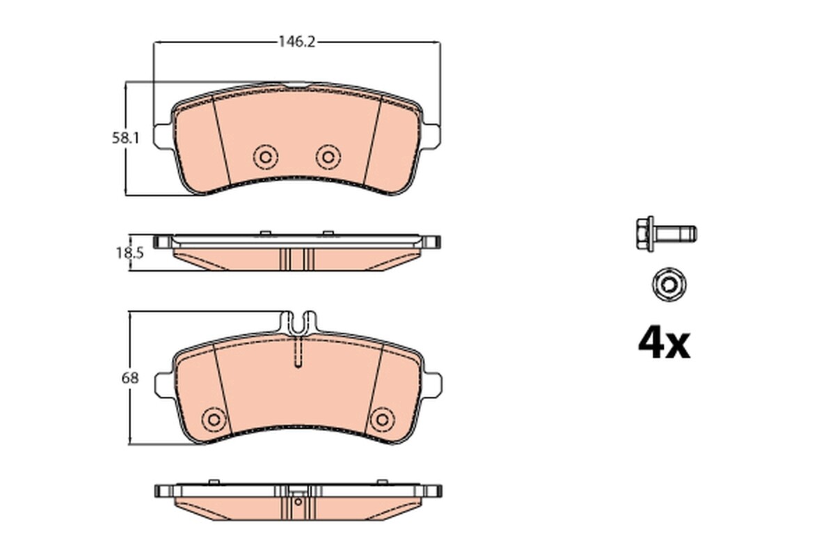 GDB2079 TRW Brake Pad Set, disc brake for MERCEDES-BENZ