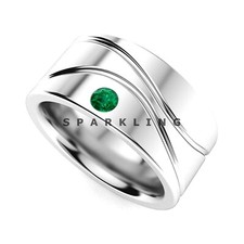 Emerald Round Cut Gemstone With 925 Sterling Silver Ring For Men's D714