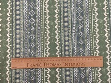 AYA Aztec Stripe Fabric Linen Blue Green Curtain Craft Blind Upholstery