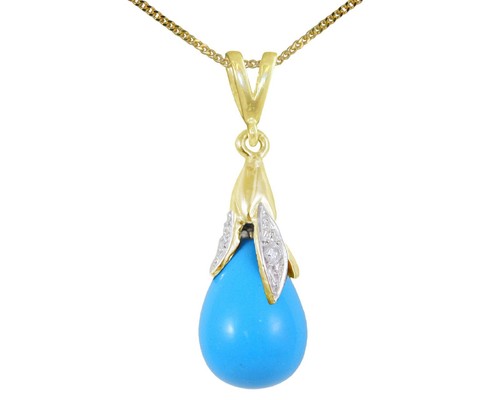 Pierre De Turquoise Naturelle - Briolette 13x21mm - 13,12 Carats (2,62g) - Neuf Avec étiquette