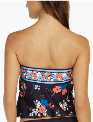 Michael Michael Kors Women's Floral Blouson Bandini Top New Navy