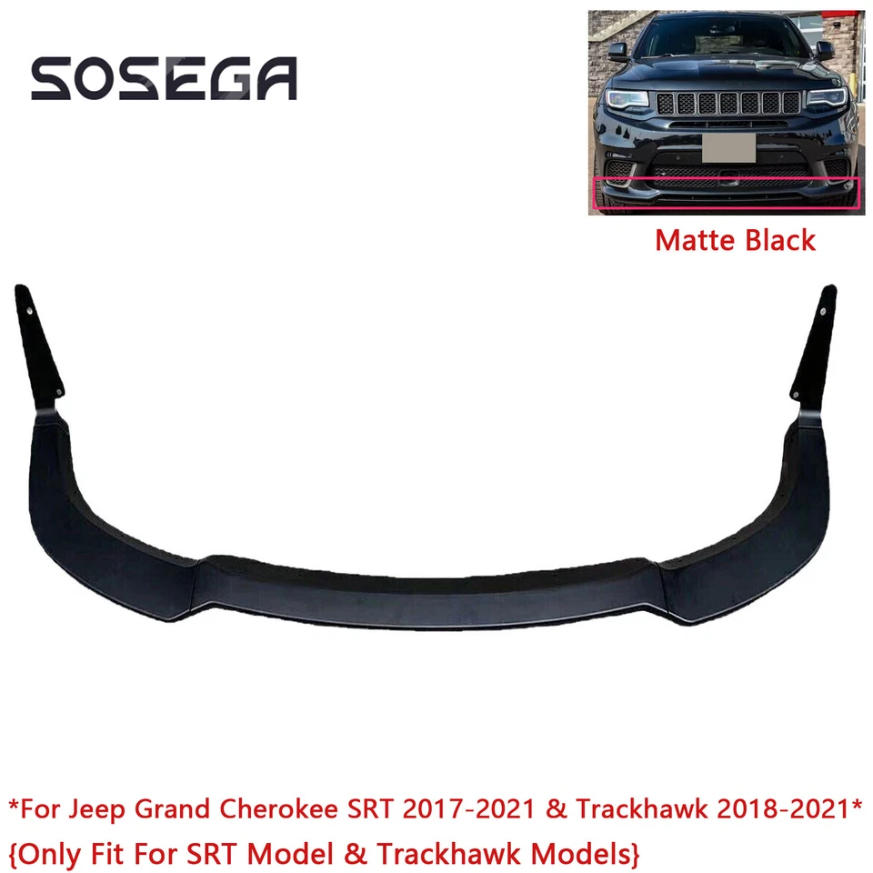 Divisor de labios parachoques delantero negro mate para Jeep Grand Cherokee 17-21 SRT Winglet Foto 2 de 4