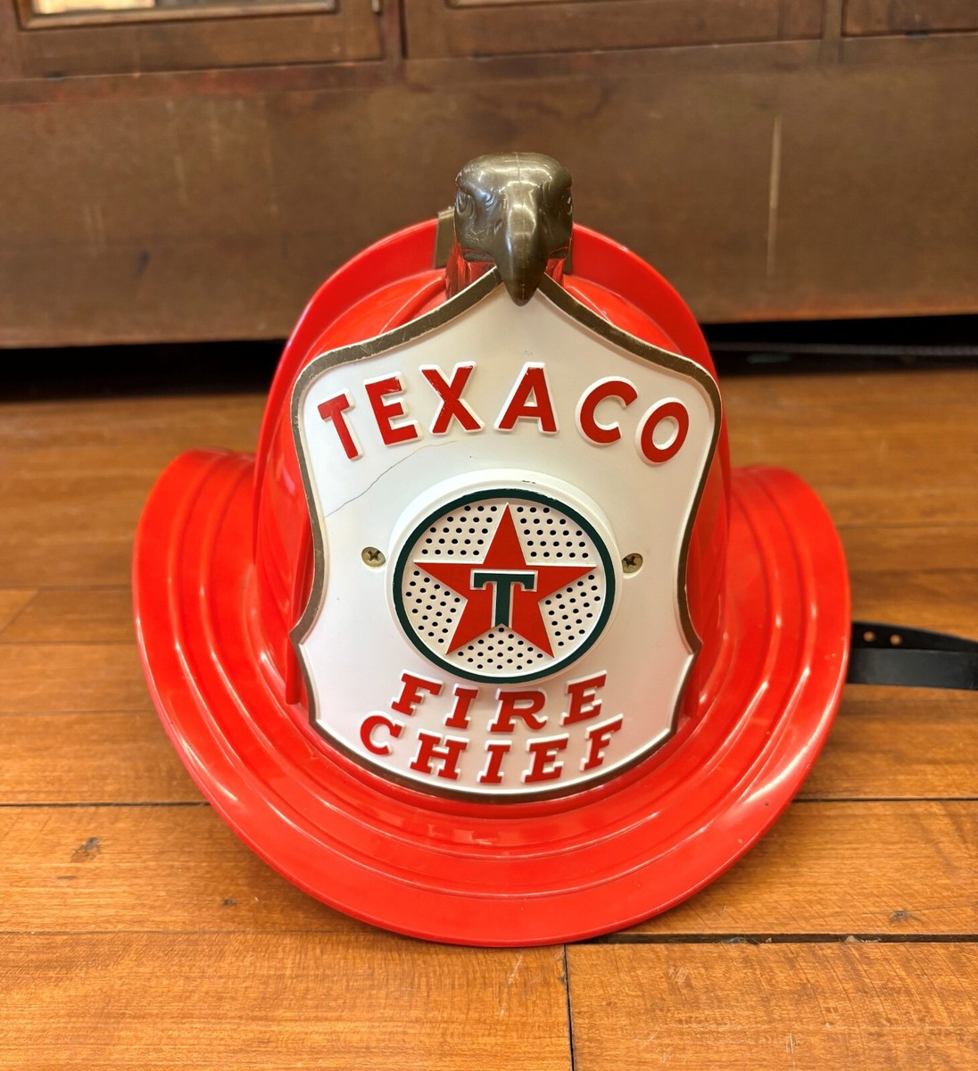 Vintage TEXACO FIRE CHIEF Toy Fireman Hat Helmet 1960s Brown