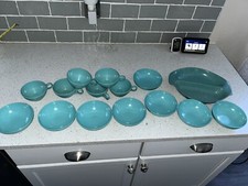 Russel Wright Northern Teal Melamine Divided Dish Melmac Bowl Coffee Mug Lot