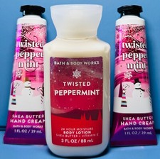  NEW TWISTED PEPPERMINT  3PC TRAVEL GIFT SET  Bath  Body Works  SHIPS FREE 