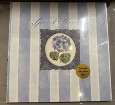 Photo Album/Scrapbook Blue Hydrangea Paper Pages W/ Slits For Photos Hardcover