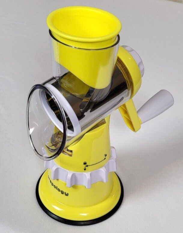 Prepology NEW Yellow Countertop Grater & Slicer 3 Interchangeable Barrels