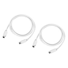2Pcs PS/2 Mouse and Keyboard Extension Cable 6P 4.26 Feet Male to Male,White