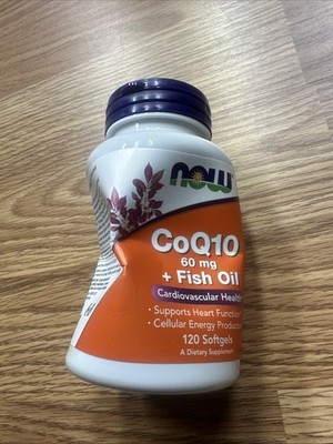 NOW Foods CoQ10 60 mg w/Omega-3 Fish Oil, 120 Softgels Bb 2/2030