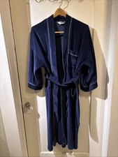 Christian Dior Monsieur Vintage Navy Blue Cotton Blend Velour Robe OS USA