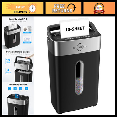 10-Sheet Cross Cut Paper Shredder for Home Office, Heavy Duty, High Security