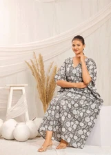 Vintage Style Kaftan | Hand Block Printed | Bohemian Cotton Dress Kaftan Dress