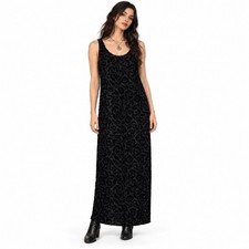 Black Floral Burnout Velvet Sleeveless Maxi Dress Whimsigoth Dark Romantic