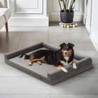 Microfiber Leather XXL Dog Bed w/ Washable Cover & Bolster Orthopedic Pet Bed