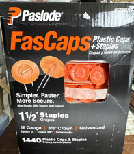 650597 Paslode FasCaps 18 Ga Galvanized Staples w/ Plastic Caps 1440 Count 3/8"
