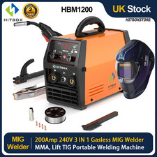 HITBOX Gasless MIG Welding Machine Set 200A IGBT Lift TIG MMA Welder Beginner