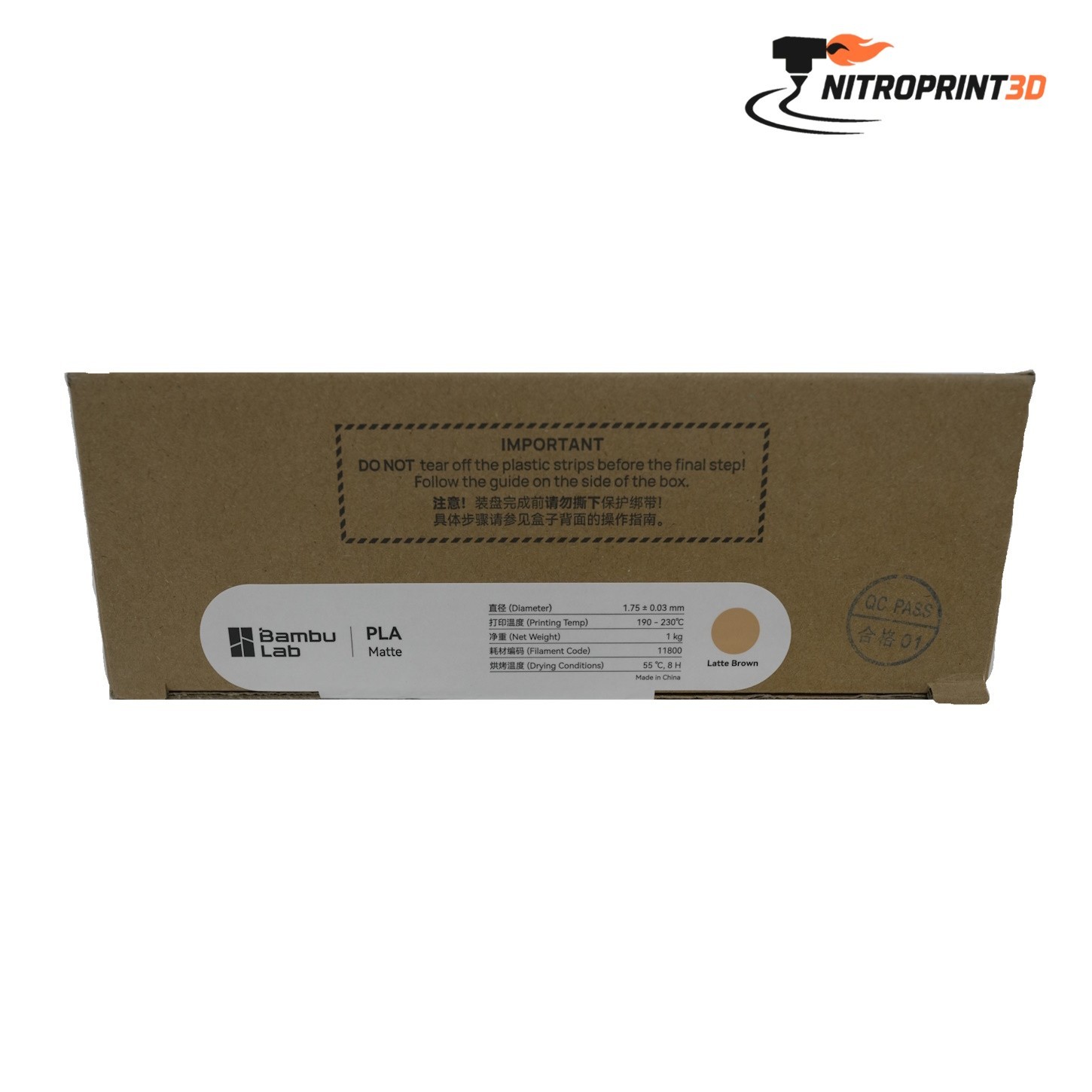 Bambu PLA Matte Latte Brown - Milchkaffee Braun  1kg 3D Drucker Filament AMS - Bild 2