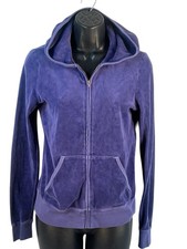 Vintage Juicy Couture Y2K Velour Velvet Zip Up Purple Hoodie Sz L USA made