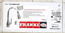 Franke USA Chrome Single Handle Pull Down Kitchen Faucet with Soap Dispenser NIB