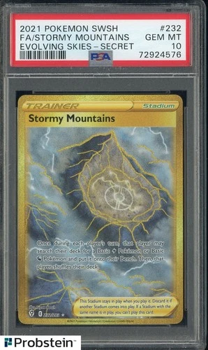 ​2021 Pokemon SWSH Evolving Skies Secret #232 Stormy Mountains PSA 10
