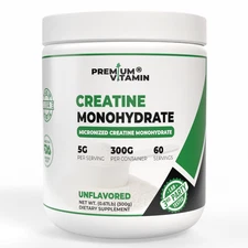 Creatine Monohydrate Powder Muscle gain (Micronized) 5g per serv 300g Unflavored